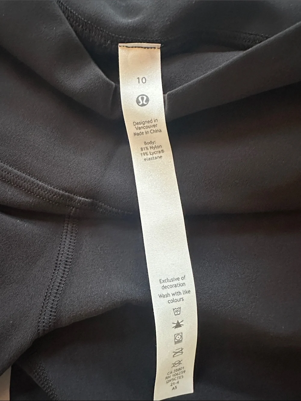 LULULEMON Leggings, Black, Sz.10. NWT - Picture 3 of 5